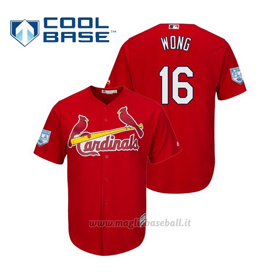 Maglia Baseball Uomo St. Louis Cardinals Kolten Wong Cool Base Entrenamiento De Primavera 2019 Rosso